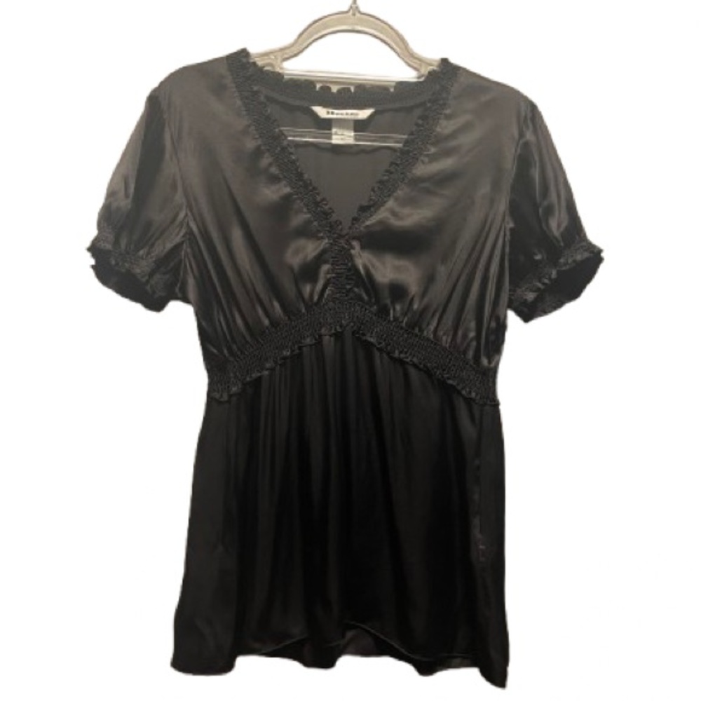 ☀️Nygard Collection - Classy Silk Black Shortsleeved Blouse Top - Size 10 (M/L)